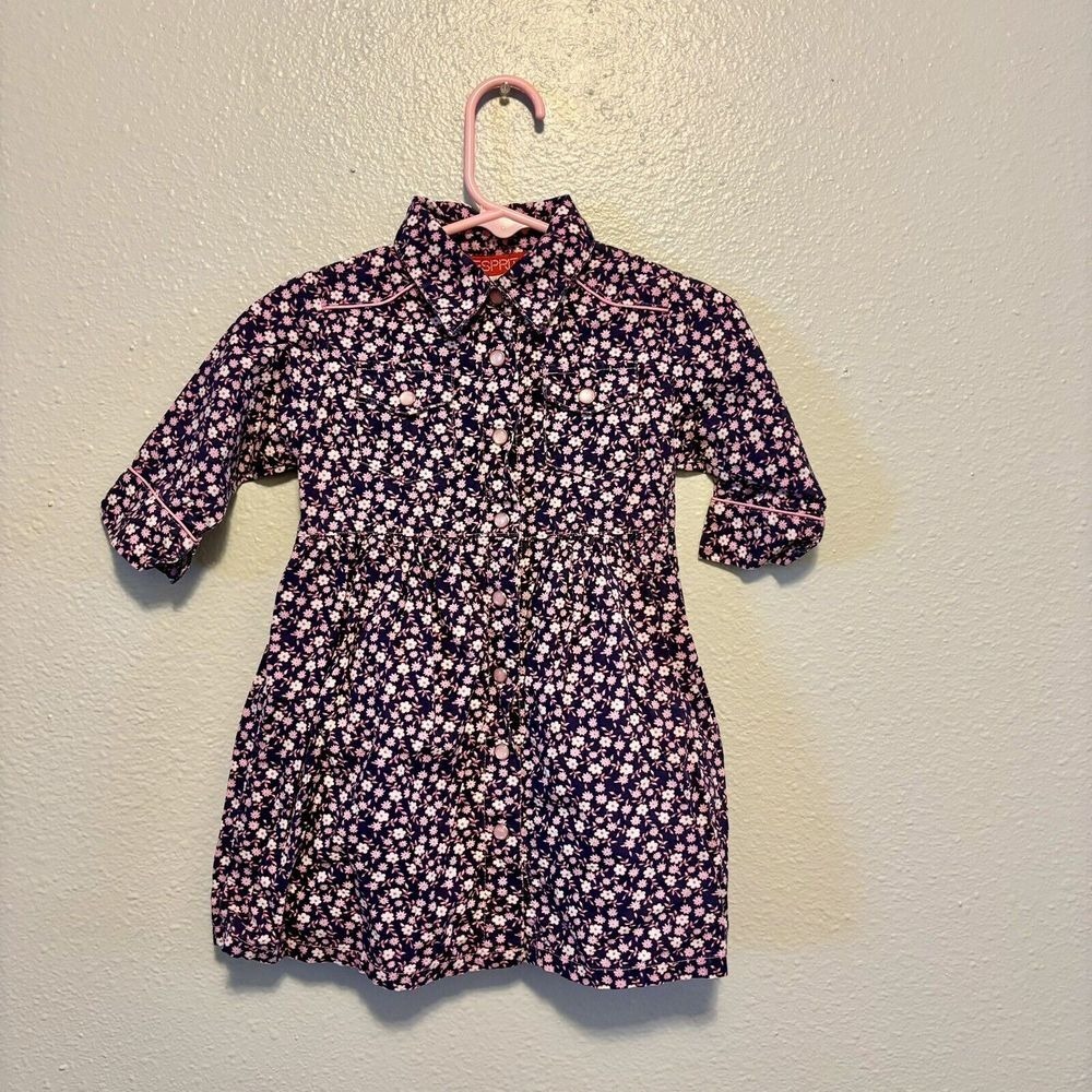 VTG‎ Esprit 24M Western Baby Dress Pearl Snap Cottagecore Dainty Floral Prairie